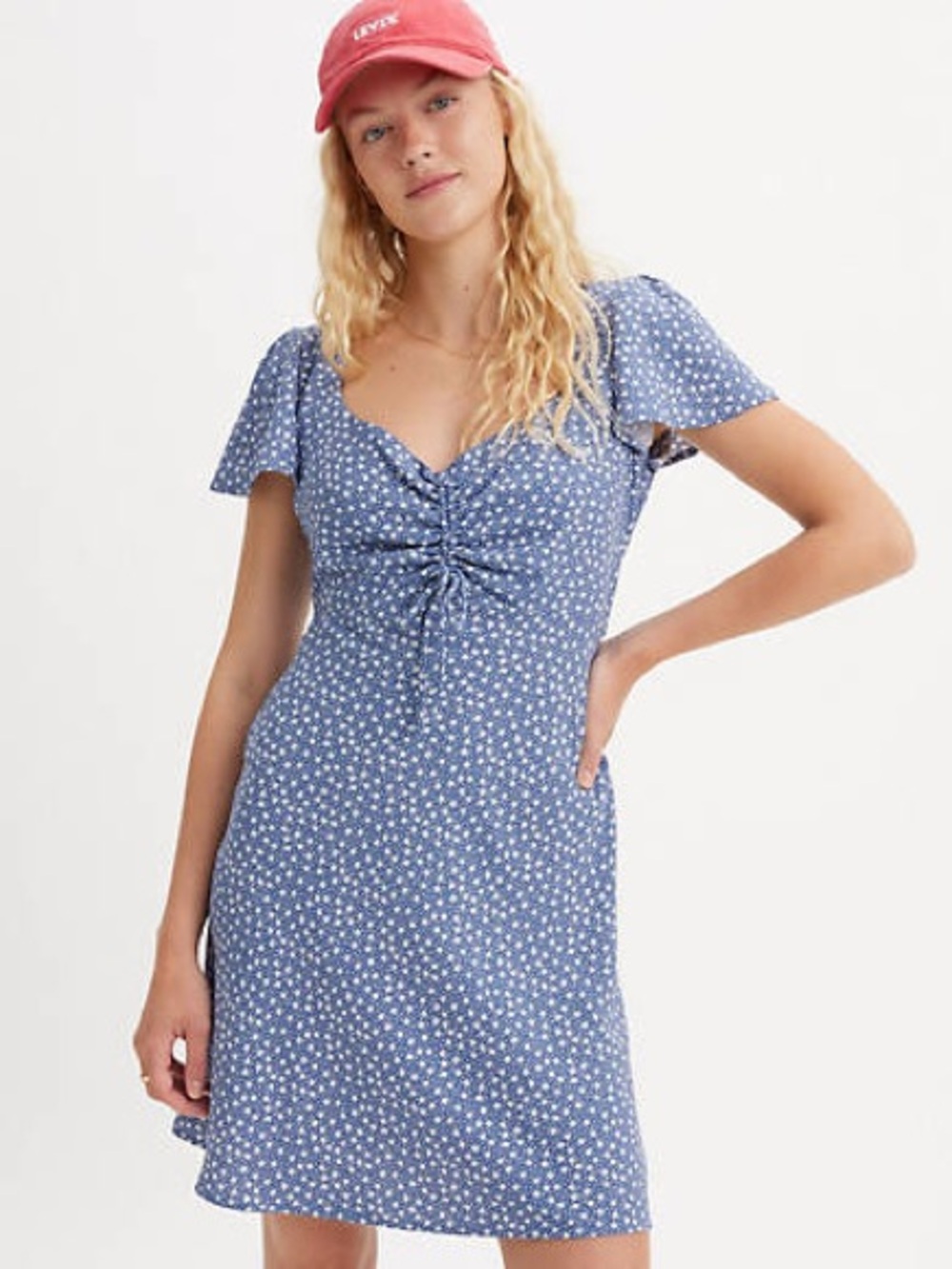 Levi's Skylar Flutter Sleeve Dress - Blue - Small